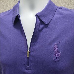 Lauren Golf Sport Polo Shirt Size Med Purple Big PONY Preppy PIMA and ELASTANE